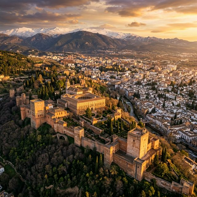 The Alhambra palace at sunset